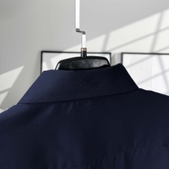 Áo Sơ Mi Tay ngắn Bigsize Trơn Logo thêu Gấu Màu Xanh đen