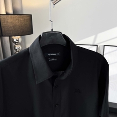 Áo Sơ Mi Tay ngắn Bigsize Trơn Logo thêu Gấu Màu Đen