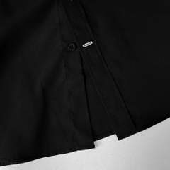 Áo Sơ Mi Tay ngắn Bigsize Trơn Logo thêu Gấu Màu Đen