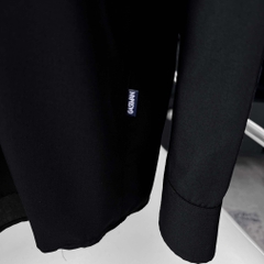 Áo Sơ Mi Tay dài Bigsize Trơn Logo thêu Gấu Màu Đen