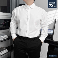 Áo Sơ Mi Tay dài Bigsize Trơn Logo thêu Gấu Màu Trắng