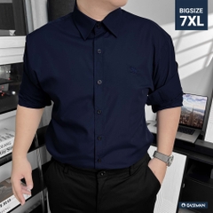 Áo Sơ Mi Tay dài Bigsize Trơn Logo thêu Gấu Màu Xanh đen