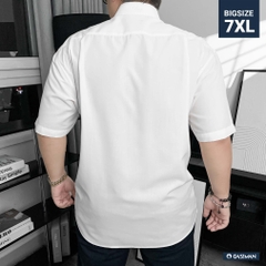 Áo Sơ Mi Tay ngắn Bigsize Trơn Logo thêu Gấu Màu Trắng