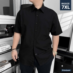 Áo Sơ Mi Tay ngắn Bigsize Trơn Logo thêu Gấu Màu Đen