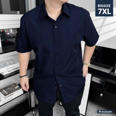 Áo Sơ Mi Tay ngắn Bigsize Trơn Logo thêu Gấu Màu Xanh đen