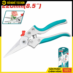 Kéo Cắt Tỉa Cành TOTAL THTP61851 – 8.5” (220mm) – Lưỡi Thép Carbon Mạ Crôm – Tay Cầm Nhôm Bọc TPR – Bền Bén, Cắt Êm Tay - Hàng Chính Hãng, Có VAT