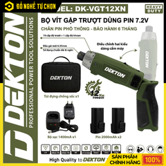 Máy vặn vít gập Dekton DK-VGT12N – Pin 7.2V – 2 Pin 2.0Ah + Sạc – Hàng Chính Hãng Có VAT