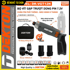 Máy vặn vít gập Dekton DK-VGT12N – Pin 7.2V – 2 Pin 2.0Ah + Sạc – Hàng Chính Hãng Có VAT