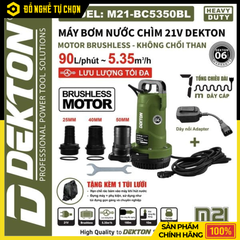 Máy Bơm Chìm Dùng Pin Dekton M21-BC5350BL – 21V – Lưu Lượng 90 Lít/Phút – An Toàn, Tiện Dụng, Hàng Chính Hãng Có VAT