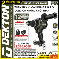 Thân Máy Khoan Pin 21V Dekton M21-ID13160PROMAX – Không Chổi Than – Kickback Control – Hàng Chính Hãng Có VAT