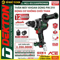 Thân Máy Khoan Pin 21V Dekton M21-ID13160PROMAX – Không Chổi Than – Kickback Control – Hàng Chính Hãng Có VAT