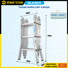 Thang Nhôm Gấp Đa Năng 4 Đoạn - 12 Bậc Sumika SK603