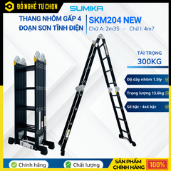 Thang Nhôm Gấp 4 Đoạn Sumika SKM204 New – Linh Hoạt Đa Tư Thế, Nhôm Dày Chắc Chắn, Tải Trọng Cao | Hàng Chính Hãng, Có VAT
