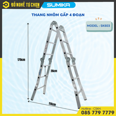 Thang Nhôm Gấp Đa Năng 4 Đoạn - 12 Bậc Sumika SK603