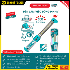 Đèn làm việc dùng pin lithium-ion-Hiệu Total- Model: TWLI043006 -4V