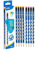 Bút chì gỗ Deli C016 2B có rãnh định vị (12)