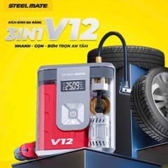 Bộ Kích Nổ Ô Tô Kiêm Bơm Lốp Đa Năng STEELMATE V12 Cao Cấp Kiêm Sạc Dự Phòng (hàng chính hãng)