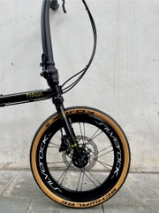 Xe đạp gấp ráp theo yêu cầu Fnhon Gust 16' phanh đĩa màu Đen ánh kim cổ cong