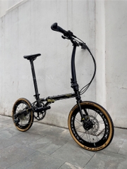 Xe đạp gấp ráp theo yêu cầu Fnhon Gust 16' phanh đĩa màu Đen ánh kim cổ cong