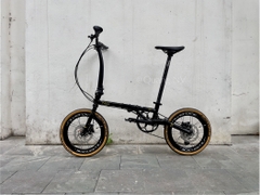 Xe đạp gấp ráp theo yêu cầu Fnhon Gust 16' phanh đĩa màu Đen ánh kim cổ cong