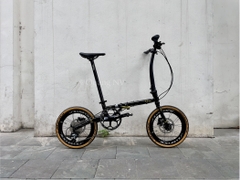 Xe đạp gấp ráp theo yêu cầu Fnhon Gust 16' phanh đĩa màu Đen ánh kim cổ cong