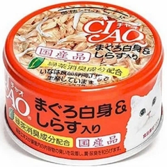 Pate mèo Ciao - Thịt cá ngừ trắng và thạch Shirasu - 85g
