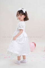 VÁY CÔNG CHÚA TRẮNG CAO CẤP ĐÍNH DẢI HẠT LẤP LÁNH UNA FOR PRINCESS