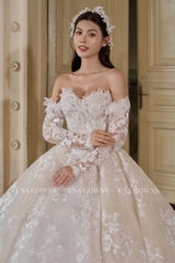 VÁY CƯỚI THIẾT KẾ 2IN1 CAO CẤP MÀU ÁNH HỒNG NGỌT NGÀO VÀ ẤN TƯỢNG