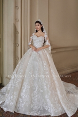 VÁY CƯỚI THIẾT KẾ 2IN1 CAO CẤP MÀU ÁNH HỒNG NGỌT NGÀO VÀ ẤN TƯỢNG