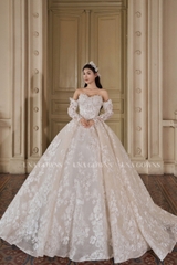 VÁY CƯỚI THIẾT KẾ 2IN1 CAO CẤP MÀU ÁNH HỒNG NGỌT NGÀO VÀ ẤN TƯỢNG