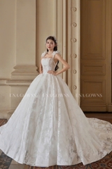 VÁY CƯỚI ĐÍNH ĐÁ CAO CẤP KẾT HỢP PHA LÊ SEQUIN LẤP LÁNH SÁNG BẬT MỌI KHÔNG GIAN