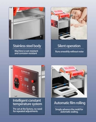 Máy Dán Miệng Khay Thực Phẩm Tự Động SIZE Lớn INOX 100% DF300T✅