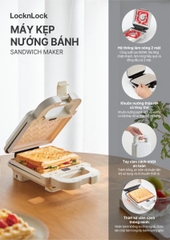 EJB126IVY -  Máy kẹp nướng bánh LocknLock Sandwich maker - 220V, 50Hz, 600W - Màu ngà