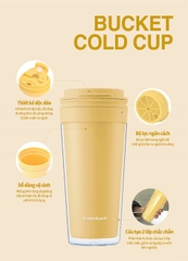 HAP519PIK - Ly nhựa 2 lớp LocknLock Bucket Cold Cup 580ml - Màu hồng