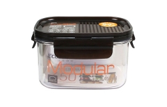 LBF402RED-Hộp bảo quản thực phẩm nhựa Bisfree Modular-LOCK&LOCK-450ml-trong suốt- Silicone màu đỏ