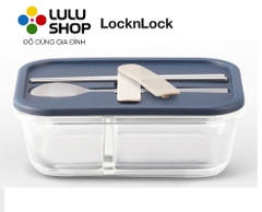 LLG991CLNVY - Hộp cơm thủy tinh kèm muỗng đũa LocknLock 930ml - Màu Navy