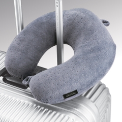 LTZ852GRY - Gối kê cổ memory foam Velvet, 28*28cm, màu xám