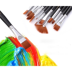 Bộ 12 cọ vẽ mỹ thuật vẽ màu nước, màu bột, gouache sơn dầu, vẽ mặt hóa trang...