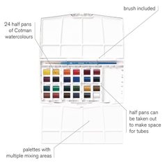 Set màu Winsor & Newton Cotman 24 màu kèm cọ và khay pha màu
