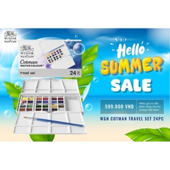 Set màu Winsor & Newton Cotman 24 màu kèm cọ và khay pha màu