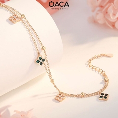 Lắc tay cỏ bốn lá may mắn bạc 925 mạ vàng