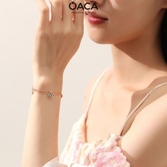 Lắc tay cỏ bốn lá may mắn bạc 925 mạ vàng