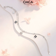 Lắc tay cỏ bốn lá may mắn bạc 925 mạ vàng