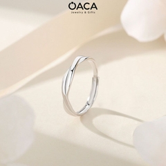 Nhẫn đôi bạc ta đơn giản mạ Vàng Trắng