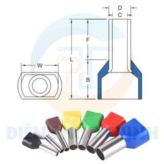 TE1518 / Đầu Cosse Pin Đôi Bọc Nhựa KST 1.5mm - NYLON-INSULATED TWIN CORD END TERMINALS (TE SERIES)