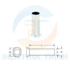 TEN0508 / Đầu Cosse Pin Đôi Rỗng Trần KST 0.5mm - NON-INSULATED TWIN CORD END TERMINALS