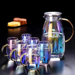 Bộ bình thủy tinh kèm 6 cốc màu đẹp