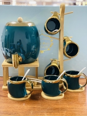 Bộ ấm chum cốc sứ kèm khay gỗ treo phong cách Bắc Âu 20 món