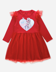 Váy bé gái tay dài Elsa phối lưới