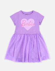 Váy bé gái tay ngắn Barbie phối lưới